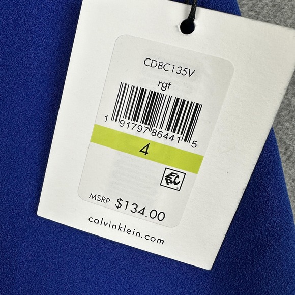 Calvin Klein Dress Womens 4 Blue Sleeveless Mock Neck Sheath Zip Back Party NWT - Picture 2 of 8
